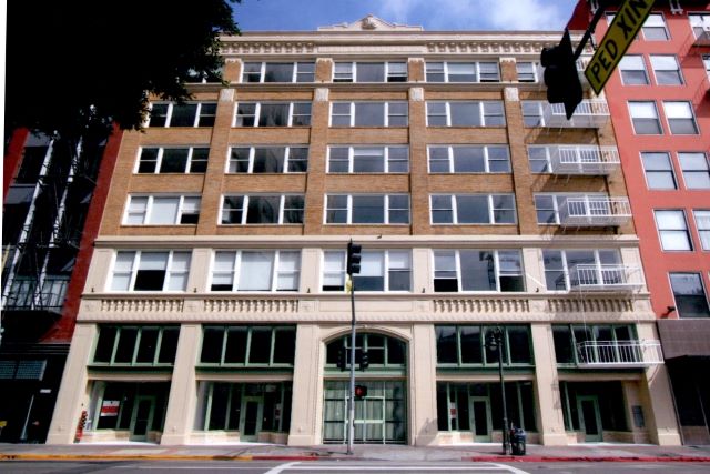 Restored front facade of the Grether & Grether Building after completion.